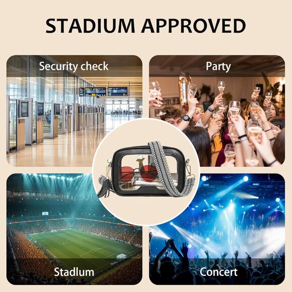 Waterproof Clear Crossbody Bag with Roomy Design - Essential for Stadium Events - Picture 6 of 6